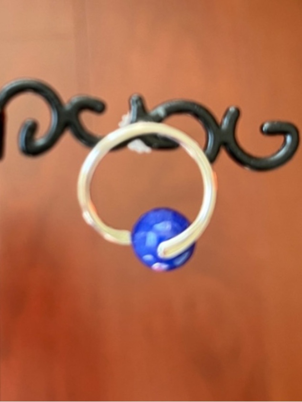 Sterling Hoop Earrings with Blue Bead
